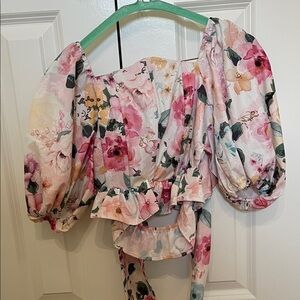 Floral Puff Sleeve Top - Pink